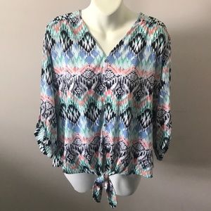New Directions petite large multi colored top